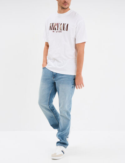 T-shirt manches courtes coton Nirvana blanc homme