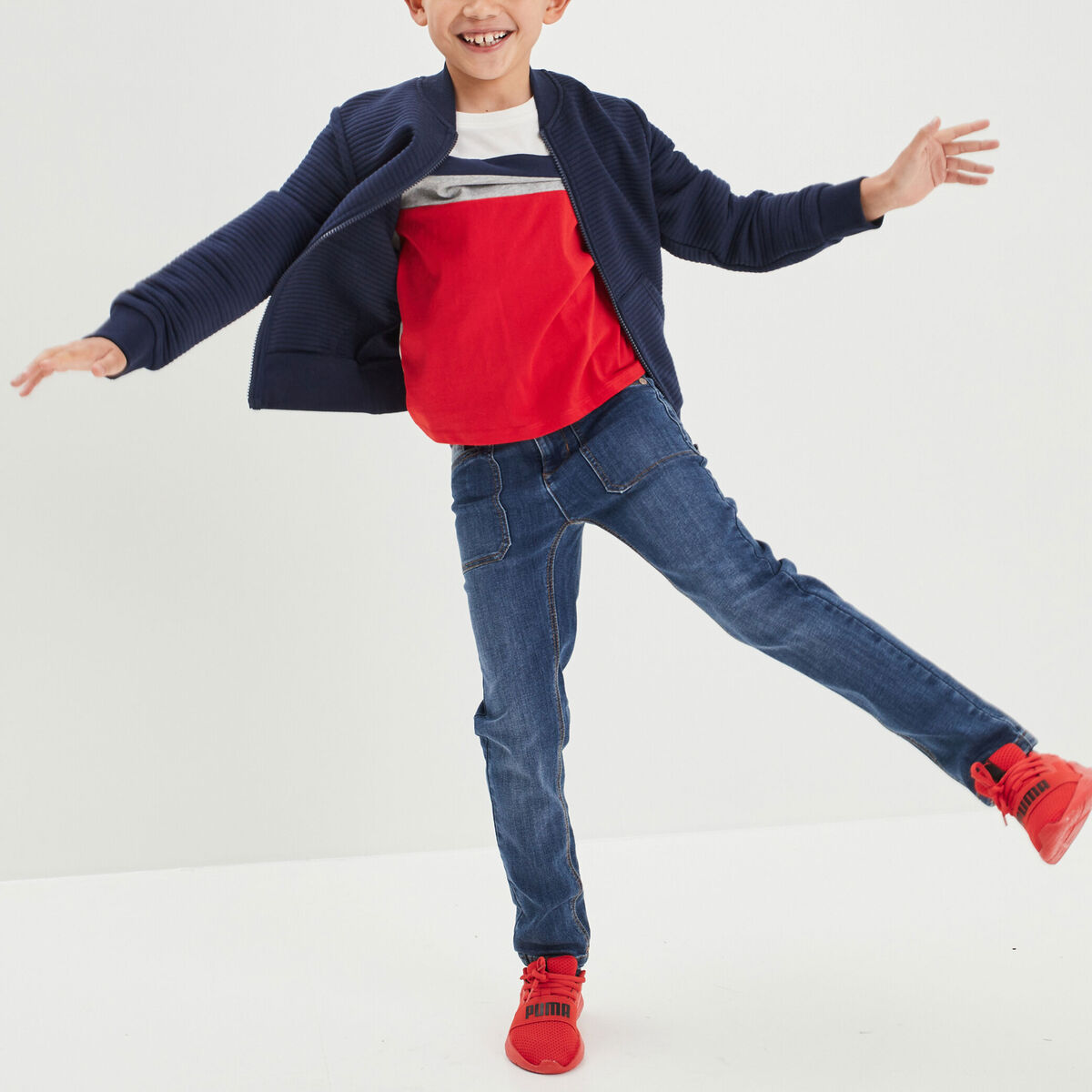 Jeans slim Creeks denim double stone garçon