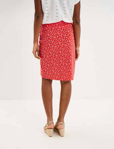 Jupe courte taille &eacute;lastiqu&eacute;e stretch rouge coquelicot femme