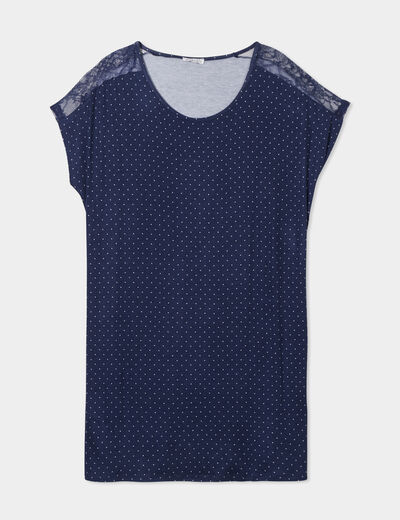 Chemise de nuit manches courtes bleu femme grande taille