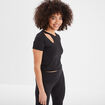 T-shirt cintré avec ouverture noir femme