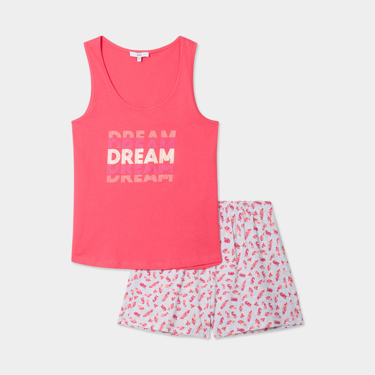 Ensemble pyjama short et débardeur coton vieux rose femme