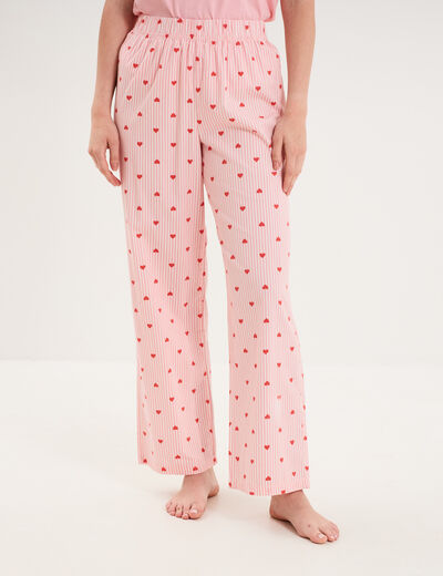 Pantalon de pyjama droit coton ecru femme