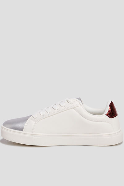Tennis à lacets blanc femme