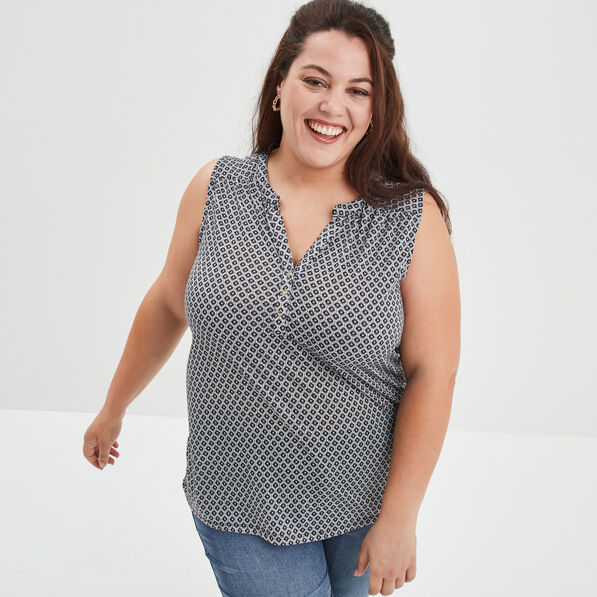 Débardeur ajusté col en V noir femme grande taille