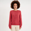 Pull col rond manches longues rose cerise femme