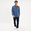 Chemise manches longues stretch bleu gris homme