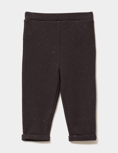 Legging molletonn&eacute; &agrave; paillettes gris fonc&eacute; b&eacute;b&eacute; fille