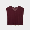 T-shirt droit avec dos dentelle oversize violet fonc&eacute; femme grande taille