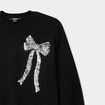 Robe pull avec d&eacute;tails sequins noir fille
