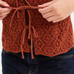 D&eacute;bardeur nou&eacute; effet dentelle macram&eacute; camel femme