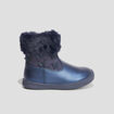 Bottines &agrave; paillettes et col fourr&eacute; bleu marine fille