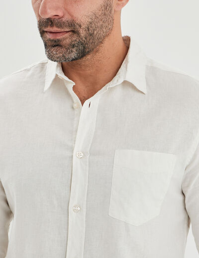 Chemise manches longues lin majoritaire blanc homme