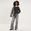 Pull col rond manches longues gris fonc&eacute; femme