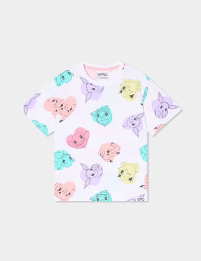 T-shirt manches courtes coton Pokémon multicolore fille