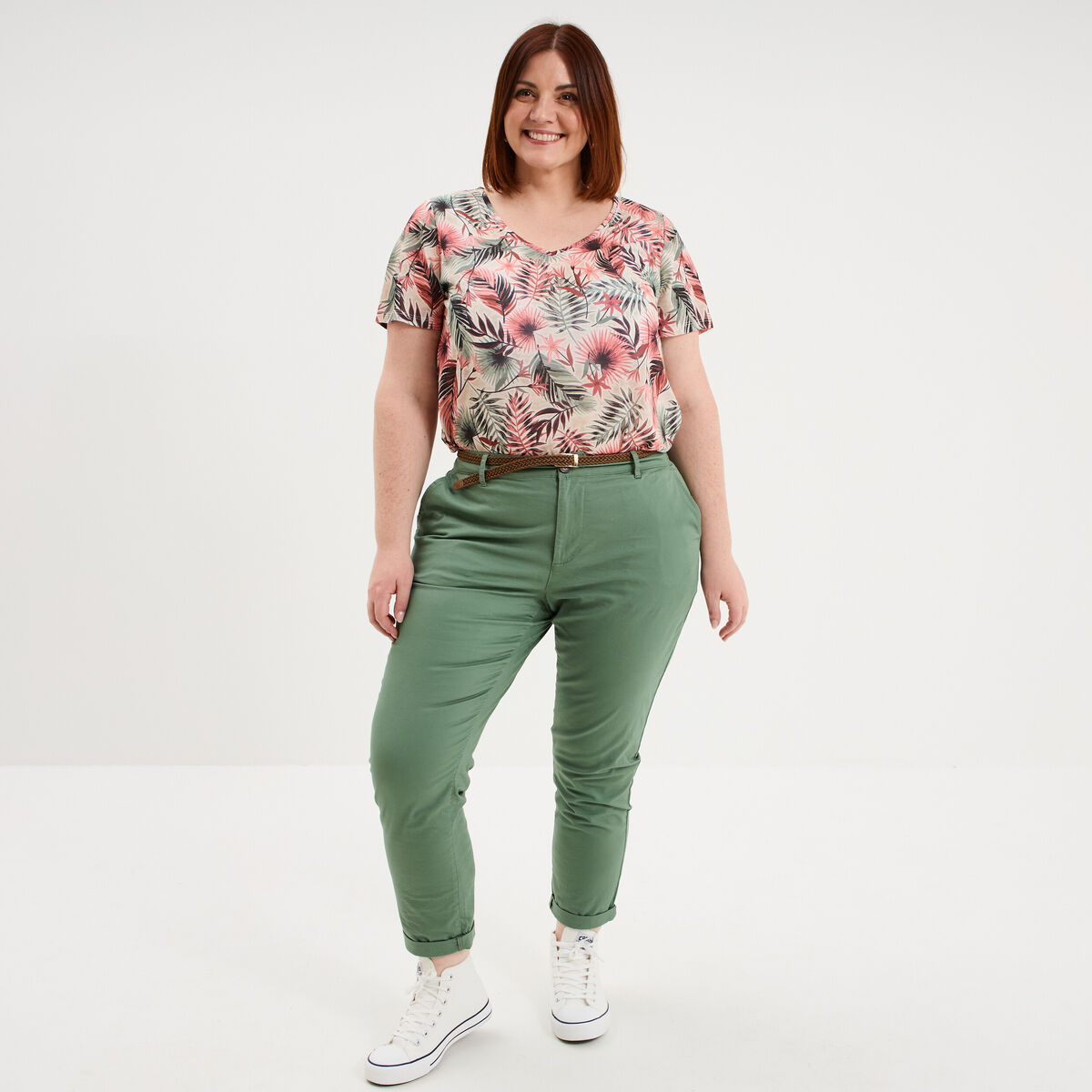 T-shirt manches courtes beige femme grande taille