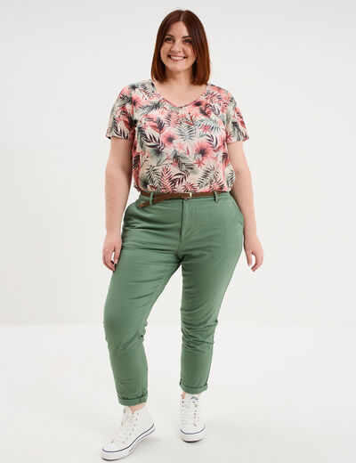 T-shirt manches courtes beige femme grande taille