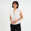 Blouse col tunisien sans manches coton blanc femme