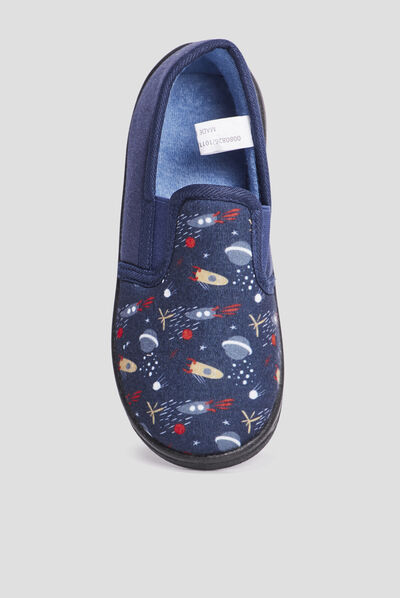 Chaussons emboîtant dessin espace bleu marine garçon