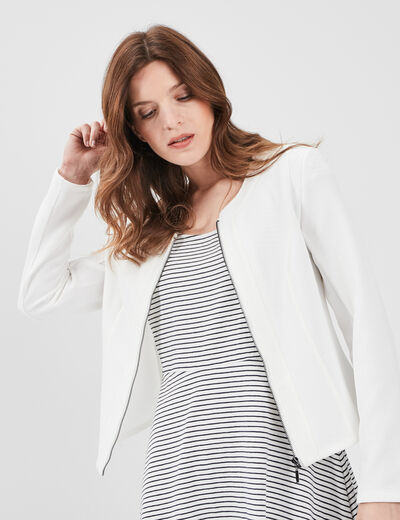Veste cintrée zippée ivoire femme