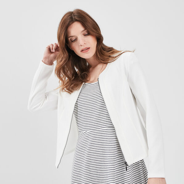 veste cintree zippee ivoire femme Veste cintrée zippée ivoire femme