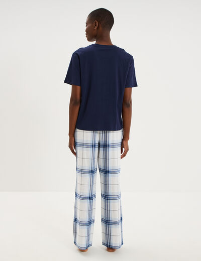 Ensemble pyjama pantalon t-shirt coton bleu femme