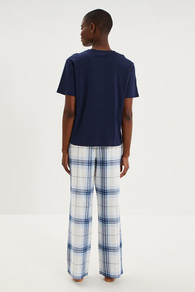 Ensemble pyjama pantalon t-shirt coton bleu femme