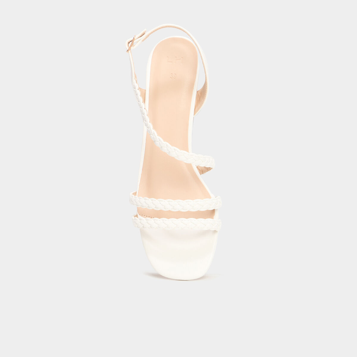 Sandales &agrave; talons 5 cm blanc femme