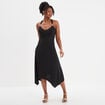Robe longue à bretelles avec coques noir femme