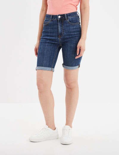 Bermuda en jean slim denim stone femme