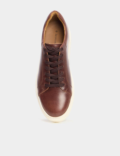 Tennis basses en cuir marron homme