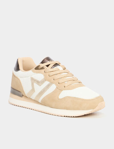 Baskets bi-matière à lacets Creeks sable femme