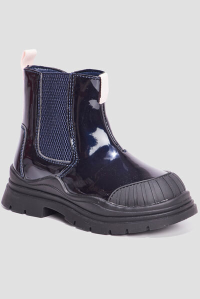 Bottines vernies à semelle épaisse noir fille