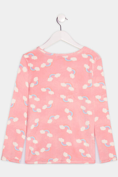 Ensemble pyjama 2 pièces velours rose fille