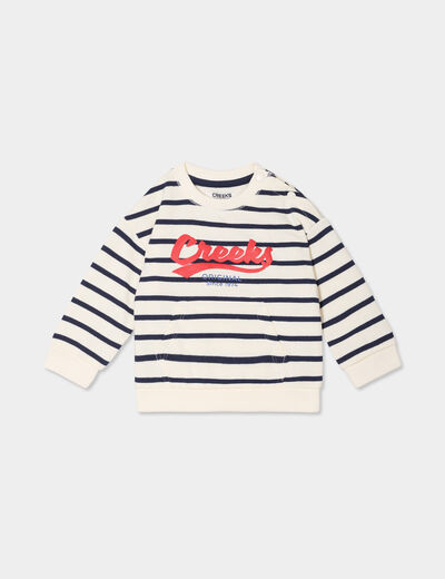 Sweat col rond manches longues Creeks bleu marine bébé garçon
