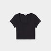 T-shirt court ajusté effet corset noir femme