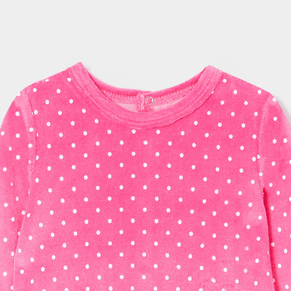 Dors-bien velours manches longues rose fushia bébé fille