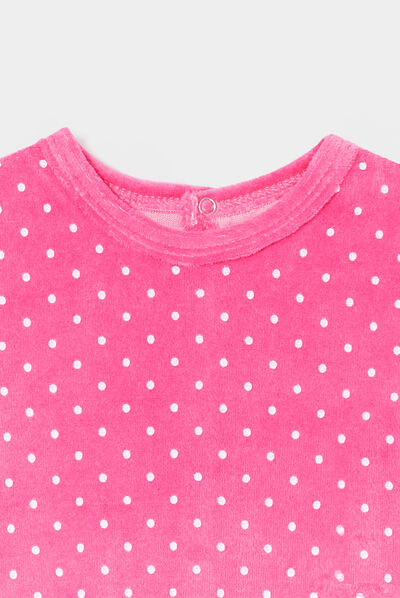 Dors-bien velours manches longues rose fushia bébé fille