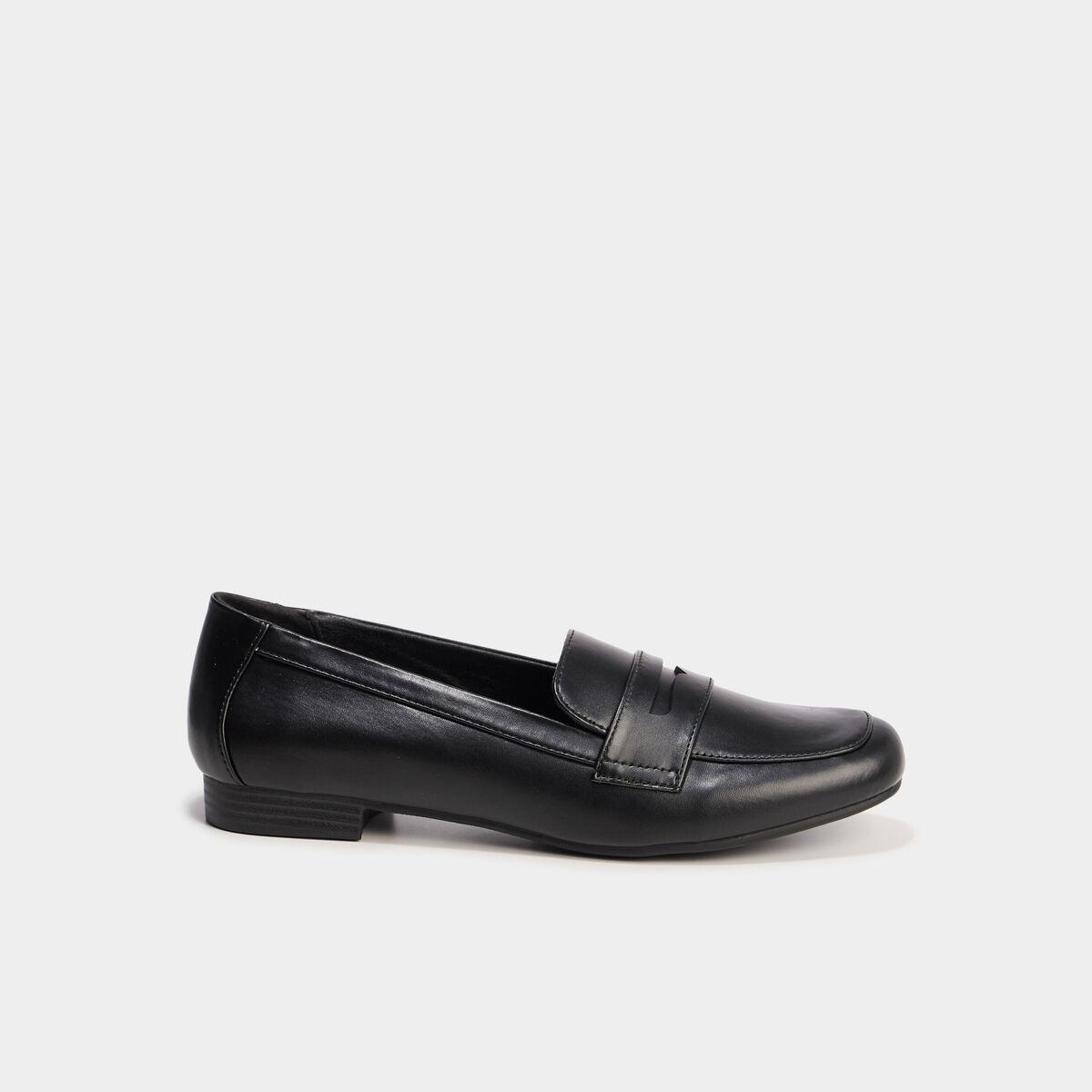 Mocassins bout carré noir femme