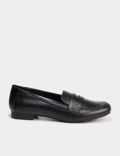 Mocassins bout carré noir femme