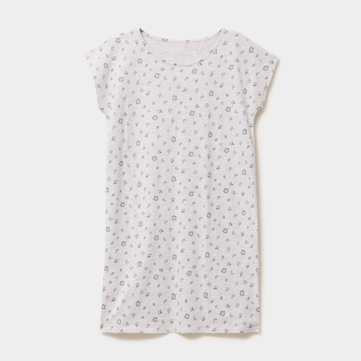 Chemise de nuit manches courtes gris clair femme