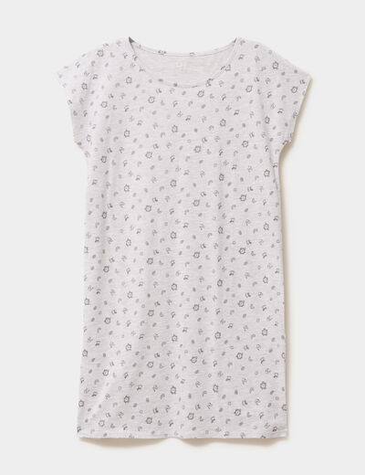 Chemise de nuit manches courtes gris clair femme