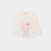 Pull manches longues bord festonné coton creme bébé fille