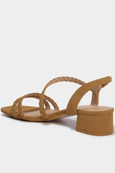 Sandales su&eacute;dine tress&eacute;es marron femme