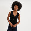 Gilet sans manches col en V noir femme