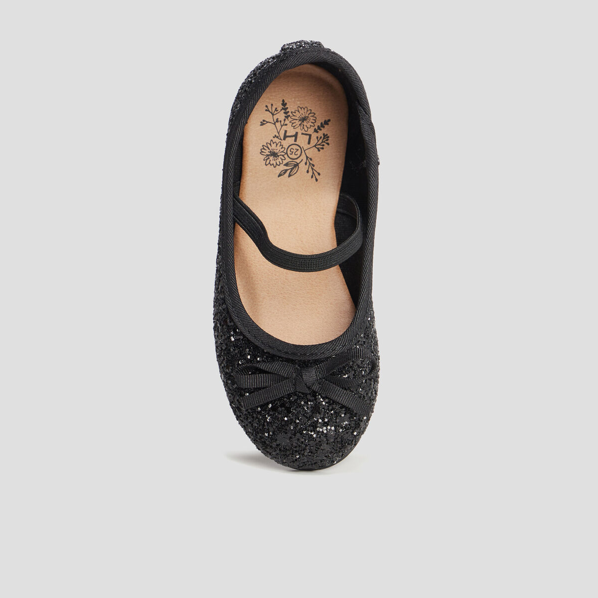 Ballerines à paillettes avec bride noir fille
