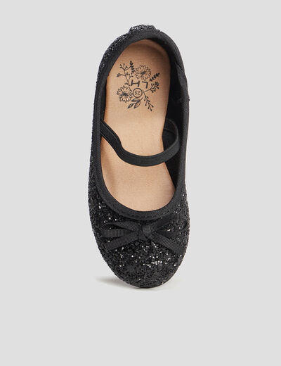 Ballerines à paillettes avec bride noir fille