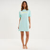 Chemise de nuit manches courtes coton bleu turquoise femme