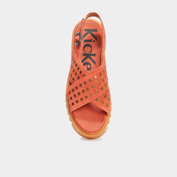 Sandales plateformes en cuir Kickers orange clair femme