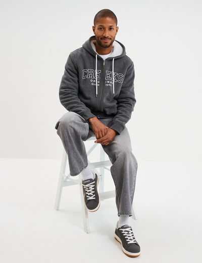 Jeans baggy 5 poches coton denim gris homme